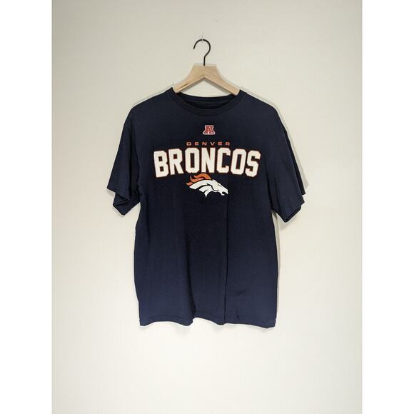 Denver Broncos Logo NFL TEAM APPAREL Mens T-shirt L Large Shirt Blue - Picture 1 of 6